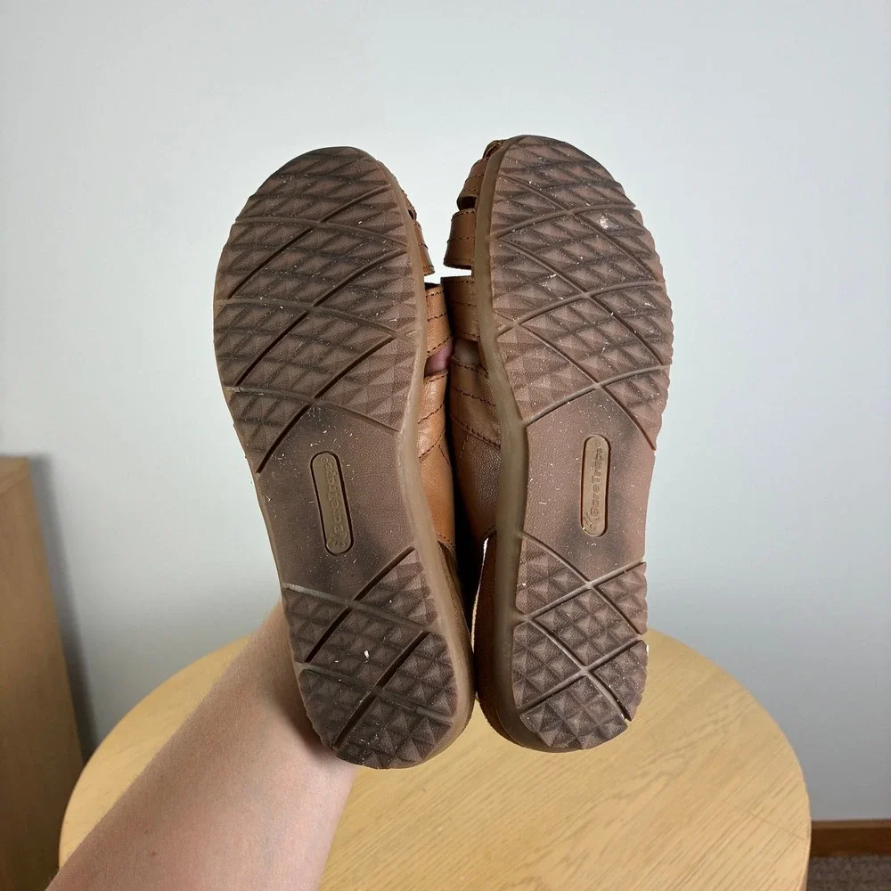 BareTraps Low Wedge Leather Fisherman Slingback Sandals Women's 9W Woven Summer